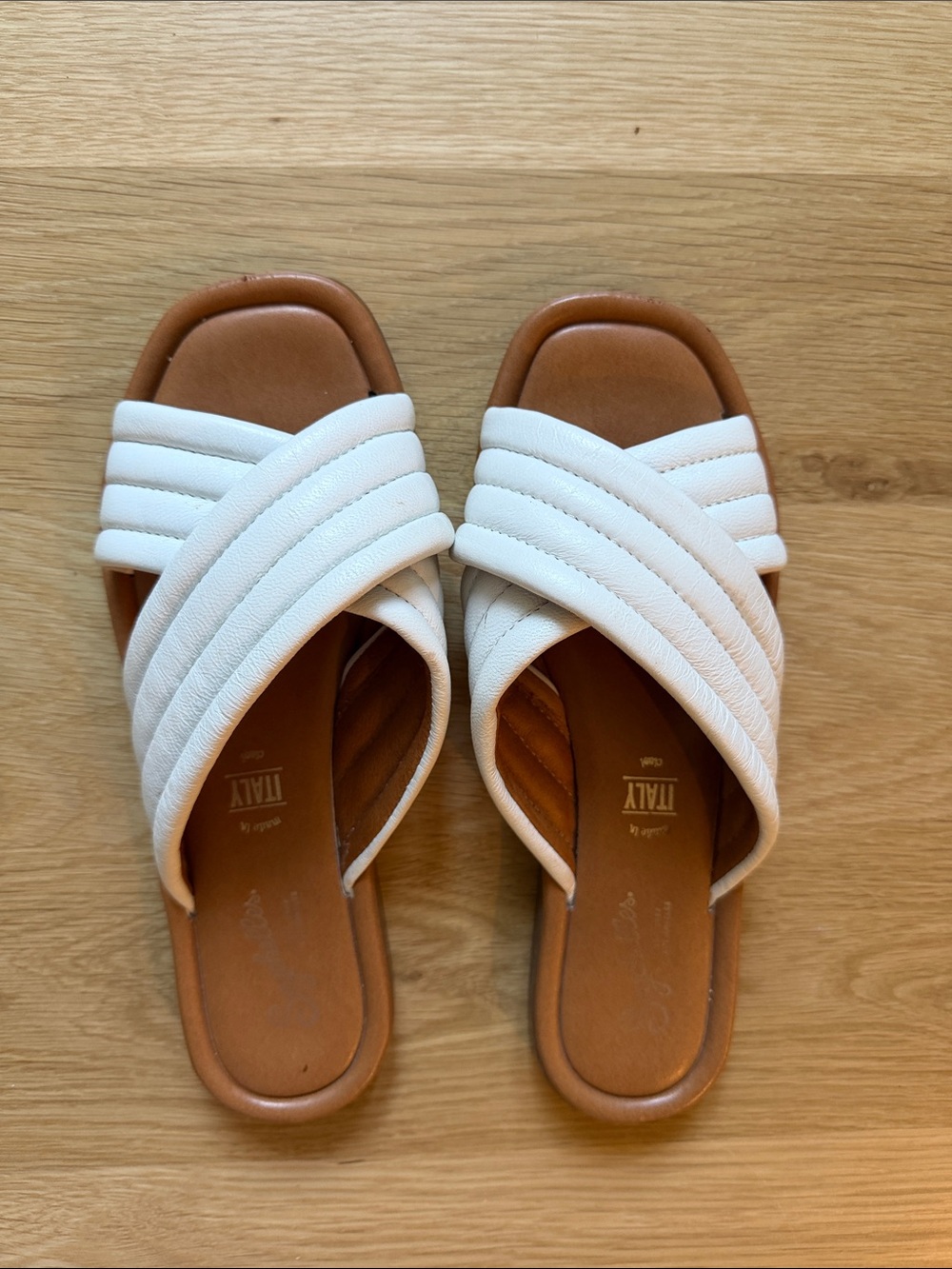 Seychelles White Quilted Crossover Slide Sandals